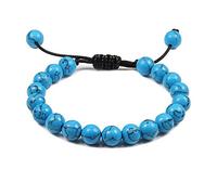 Bracciali Da In Pietre Naturali,Braccialetti In Pietra Naturale Da 8 Mm Per Uomo E Donna,Regolabile In Macramè Fatto A Mano,Braccialetto Di Tendenza,Perle Di Yoga In Pietra Fortunata,Azzurro Cielo