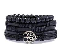 Bracciali da uomo Silver Tree of Life - Nero