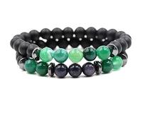 Bracciali delicati, braccialetti di perline marroni tre tipi di perline unisex braccialetti di perline braccialetti migliori amici, 19cmx8mm, Cristallo, Agata