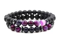 Bracciali delicati, braccialetti di perline marroni tre tipi di perline unisex braccialetti di perline braccialetti migliori amici, 19cmx8mm, Cristallo, Agata