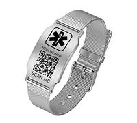 Bracciali di Allarme Medico del Codice QR Per Gli Uomini e le Donne - Cinturino in Acciaio Al titanio 8''-10'' - Informazioni Personalizzate Sull'ID Medico di Emergenza di più Spazio