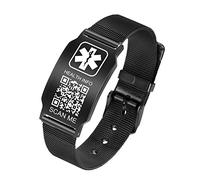 Bracciali di Allarme Medico del Codice QR Per Gli Uomini e le Donne - Cinturino in Acciaio Al titanio 8''-10'' - Informazioni Personalizzate Sull'ID Medico di Emergenza di più Spazio