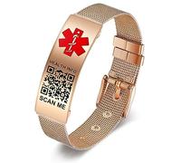 Bracciali di Allarme Medico del Codice QR Per Gli Uomini e le Donne - Cinturino in Acciaio Al titanio 8''-10'' - Informazioni Personalizzate Sull'ID Medico di Emergenza di più Spazio