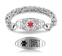 Bracciali di Allarme Medico del Codice QR Per Gli Uomini e le Donne - Cinturino in Acciaio Al titanio 8''-10'' - Informazioni Personalizzate Sull'ID Medico di Emergenza di più Spazio