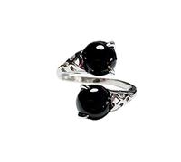 bracciali di perline, Anello in argento 925 con ossidiana, gioielli di moda da donna regolabili