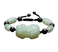 bracciali di perline, Naturale Hetian Nefrite Giada Bianca Bracciale Pixiu Truppe Coraggiose Ossidiana Agata Perlina Braccialetti Ridimensionabili Fai da Te Uomo Donna Gioielli