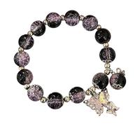 Bracciali di perline per le donne perline di vetro braccialetto di fascino farfalla braccialetto perline braccialetto farfalla per le donne lunga collana pendente, Misura unica, Vetro, Nessuna pietra