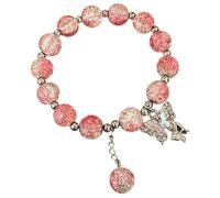 Bracciali di perline per le donne perline di vetro braccialetto di fascino farfalla braccialetto perline braccialetto farfalla per le donne lunga collana pendente, Misura unica, Vetro, Nessuna pietra