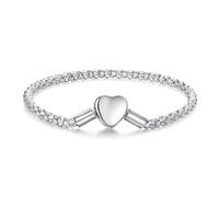 bracciali donna argento Bracciale base a forma di cuore in argento sterling, braccialetti for donna, ciondoli, perline, fai da te, gioielleria raffinata(19cm)