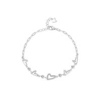 Bracciali Donna Elegante, Bracciale Donna Amicizia Cuore Argento Taglio Rotondo Diamante Pt950 e Oro Bianco, 17+5CM, Oro bianco 14 car, Diamante