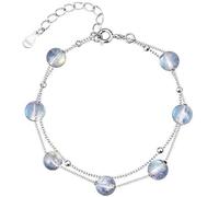 Bracciali Donna Fata Moonstone Anelli a Mano Decorazione Gioielli Regali Labradorite Bead Catena a Doppio Strato (Braccialetto Moonstone) Durability