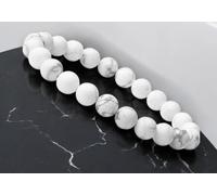 Bracciali elasticizzati con perline e pietre preziose rotonde lisce bianche n...