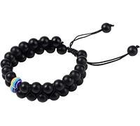 Bracciali Gay Pride, Bracciale con Perline in Pietra lavica da 8 mm, Braccialetti in Cristallo di Pietra Naturale a Doppio Strato per Uomo, Fidanzato, Marito Durable And Clever