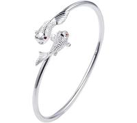 Bracciali Gioielli, Bracciale rigido in argento sterling regolabile, Bracciale in argento sterling 925 da donna Bracciale rigido aperto regolabile con pesce rosso Bracciale dell'amicizia Gioielli in a