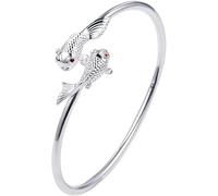 Bracciali Gioielli, Bracciale rigido in argento sterling regolabile, Bracciale in argento sterling 925 da donna Bracciale rigido aperto regolabile con pesce rosso Bracciale dell'amicizia Gioielli in a