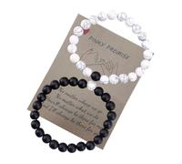 Bracciali in bianco e nero, per il migliore amico, coppie, per lui, per amicizia, relazione, fidanzato, fidanzata, regalo di San Valentino, Taglia unica, Pietra naturale, Nessuna pietra preziosa