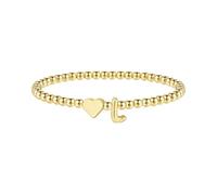 Bracciali in oro TINGN per donne e ragazze - 14K placcato oro iniziale A-Z bracciale a cuore con perle elastiche, bracciali con monogramma personalizzato, idea regalo di compleanno personalizzata per