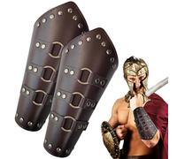 Bracciali in pelle medievali, Parabraccia in pelle regolabili, Bracciali della guardia del braccio di battaglia medievale dei cavalieri in stile lungo, costume cosplay di Halloween