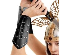 Bracciali in pelle medievali | Polsino con guanto regolabile in 2 pezzi - Bracciali della guardia del braccio di battaglia medievale dei cavalieri in stile lungo, costume cosplay di Halloween