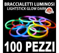 Bracciali Luminosi Fluorescenti 100 Pezzi Braccialetti Glow Lightsticks Disco