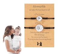 Bracciali Madre Figlia Braccialetti in tessuto per donna | Coppia di braccialetti a mano per il primo giorno di lezione, regolabili per il primo giorno di scuola, decorazione del braccialetto da donna