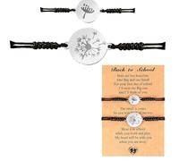 Bracciali Madre Figlia Braccialetti in tessuto per donna | Coppia di braccialetti a mano per il primo giorno di lezione, regolabili per il primo giorno di scuola, decorazione del braccialetto da donna