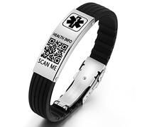 Bracciali Medici Theluckytag per Uomini e Donne con Codice QR, Braccialetti di Identificazione per Allarme Medico per Sport e Viaggi - Cinturino da Polso in Silicone Impermeabile Adatto per Polsi fino