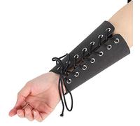 Bracciali Medievali in Pelle per Tiro con L'Arco, Parabraccio Nero Stile Vichingo Rinascimentale, per Donna e Uomo