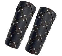 Bracciali Medievali Vintage in finta pelle,Bracciali vichinghi, ampie guardie del braccio mercenario, armatura del braccio del cavaliere rinascimentale per il GRV (Marrone scuro B)