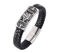 Bracciali per adulti, Best Friends, in corda intrecciata a forma di barca a vela, con ornamenti in acciaio inox, 16.5CM, Colore: nero, Nessuna pietra preziosa