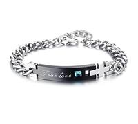 Bracciali per coppie o uomini, His Beauty, braccialetto in titanio con zirconia cubica, catena a maglia in titanio e titanio, bracciale per relazioni di amicizia, braccialetti a forma di cuore, idea