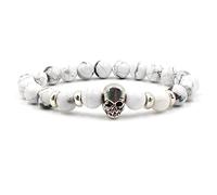 Bracciali per Gioielli Pietra Naturale con Ciondolo Teschio per Lui e per lei, Braccialetto Premium con Vere Pietre Naturali per Uomo e Donna, 8 mm, Ottimo Regalo per Le Donne - 19 cm