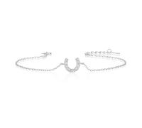 Bracciali portafortuna con ferro di cavallo in argento Sterling 925 di Diamond Treats per donne, braccialetto delicato in argento, oro giallo o oro rosa con pietre di zirconia cubica scintillanti, One
