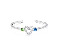 Bracciali rigidi personalizzati con cuore dell’infinito, nome e pietra | Braccialetto personalizzato con nodo d’amore, nome e pietra natale: braccialetto con chiusura a cuff per fidanzata, mamma