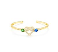 Bracciali rigidi personalizzati con cuore dell’infinito, nome e pietra | Braccialetto personalizzato con nodo d’amore, nome e pietra natale: braccialetto con chiusura a cuff per fidanzata, mamma