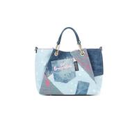 Braccialini Amy Jeans Borsa a mano di medie dimensioni con doppi manici, dal design versatile e capiente grazie ai pannelli laterali ampliabili nascosti nelle cuciture. Realizzata in denim con