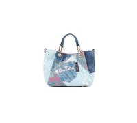 Braccialini Amy Jeans Borsa a mano di piccole dimensioni con doppi manici, dal design versatile e capiente grazie ai pannelli laterali ampliabili nascosti nelle cuciture. Realizzata in denim con