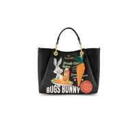 Braccialini Amy Lt Borsa a mano in similpelle marrone decorata con una vivace stampa dedicata a Titti alle prese con una golosa fetta di torta. Il design è arricchito da scritte ispirate al mondo