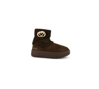 Braccialini Ariel Suede Lo stivaletto Chalet Life marrone interpreta il comfort invernale con un tocco glamour. La silhouette essenziale è arricchita da un morbido risvolto in maglia lurex che avvolge
