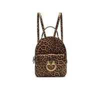 Braccialini Baroque Zaino in pelle con stampa leopardata dal design semi strutturato e femminile. L'accessorio gioiello dorato a forma di torchon con cuori è protagonista assoluto, conferendo un tocco
