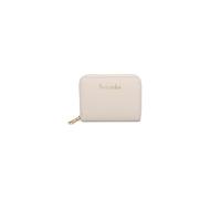 Braccialini Basic Portafoglio in pelle di colore beige modello zip around mini, con logatura dorata frontale. Una tasca interna con zip per la moneta.