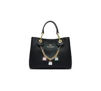 Braccialini Beth Borsa a mano di medie dimensioni di colore oro con doppi manici, chiusura con clip e tracolla in nastro logato rimovibile e regolabile che ne permette la doppia portabilità.