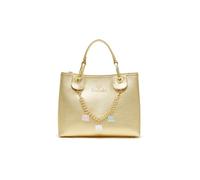 Braccialini Beth Borsa a mano di medie dimensioni di colore oro con doppi manici, chiusura con clip e tracolla in nastro logato rimovibile e regolabile che ne permette la doppia portabilità.