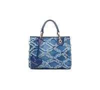 Braccialini Beth Jeans Borsa a mano di medie dimensioni con doppi manici, chiusura con clip e tracolla in nastro logato rimovibile e regolabile che ne permette la doppia portabilità. Il modello è in