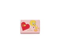 Braccialini Beth Looney Tunes Portafoglio modello continental di media grandezza di colore rosa decorato con stampa “Tweety” sia fronte che retro.