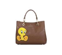 Braccialini Beth Lt Borsa a mano di medie dimensioni in colore marrone, con doppi manici e tracolla logata removibile e regolabile per una doppia portabilità. Il protagonista assoluto è Tweety, in