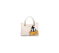 Braccialini Beth Lt Borsa a mano di piccole dimensioni in colore beige, con doppi manici e tracolla logata removibile e regolabile per una doppia portabilità. Il protagonista assoluto è Daffy Duck, in