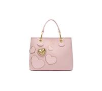 Braccialini Beth Patch Borsa a mano di medie dimensioni in similpelle di colore rosa, doppi manici, chiusura con clip e tracolla in nastro logato rimovibile e regolabile che ne permette la doppia