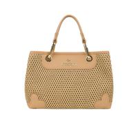 Braccialini Beth Tricot Borsa a mano di medie dimensioni in tessuto tricot effetto paglia di color biscotto, con doppi manici e dettagli in similpelle. La tracolla removibile e regolabile consente una