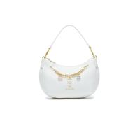 Braccialini Beth Borsa a spalla a forma di mezzaluna di colore oro con manico singolo, chiusura zip e tracolla in nastro logato rimovibile e regolabile che ne permette la doppia portabilità.